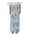 Msgm Blue Jacquard Denim Maxi Skirt In Gray