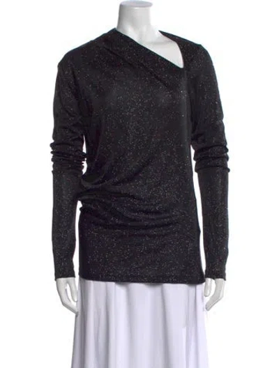Pre-owned Msgm Patterned Asymmetrical Top In Black/metallic