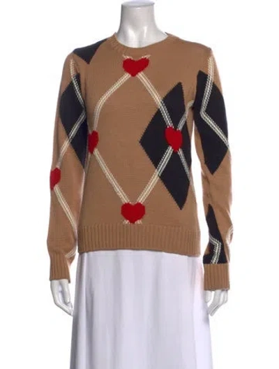 Pre-owned Msgm Patterned Crew Neck Sweater In Neutrals