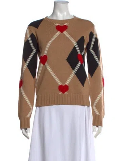 Pre-owned Msgm Patterned Crew Neck Sweater In Neutrals