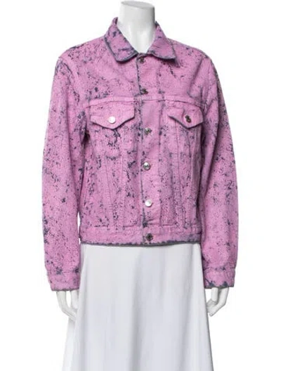 Pre-owned Msgm Patterned Denim Jacket In Purple