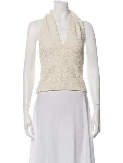 Pre-owned Msgm Patterned Halterneck Top In Neutrals