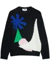 Msgm Patterned-intarsia Jumper In Black