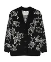 Msgm Patterned Intarsia-knit V-neck Cardigan In Black