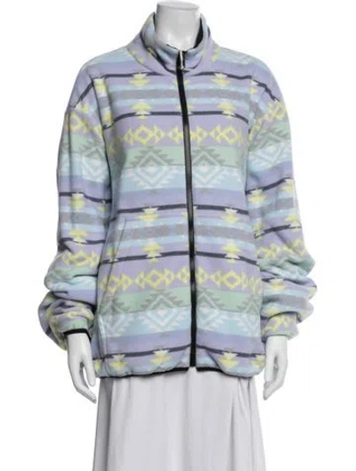Pre-owned Msgm Patterned Jacket W/ Tags In Blue