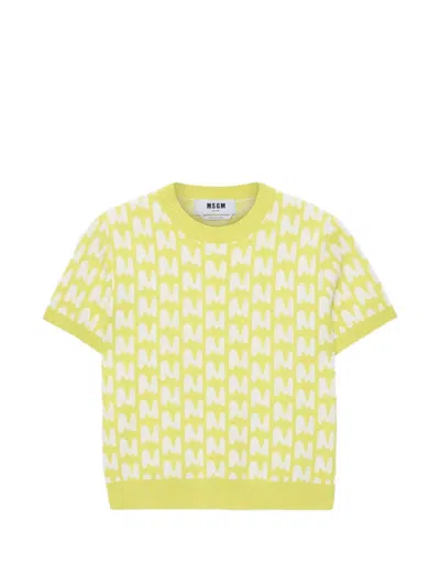 Msgm Patterned Knitted Top In Multi
