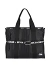 Msgm Patterned Lettering Strap Tote Bag In Black