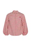 Msgm Patterned Long-sleeved Blouse In Pink
