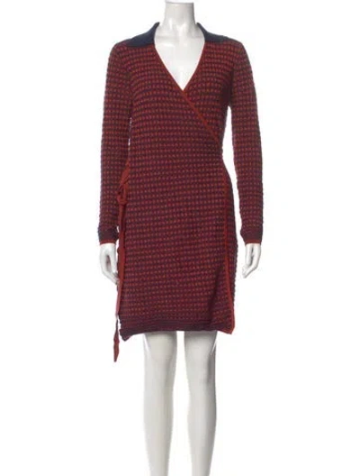 Pre-owned Msgm Patterned Midi Length Dress In Red