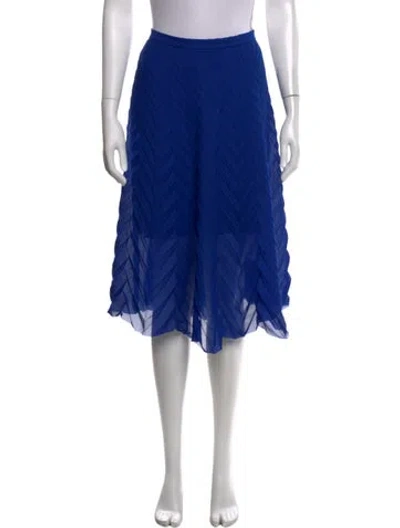 Pre-owned Msgm Patterned Midi Length Skirt In Blue