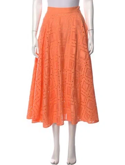 Pre-owned Msgm Patterned Midi Length Skirt In Orange