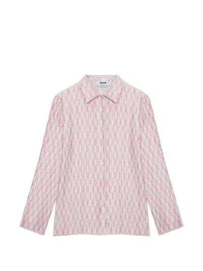 Msgm Patterned Pleated Shirt In Pink