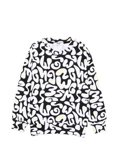 Msgm Patterned Sweatshirt In Black