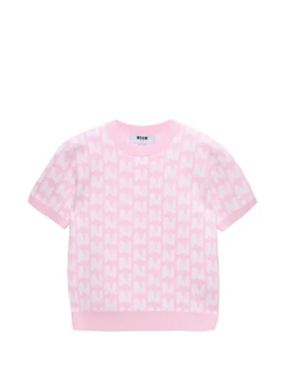 Msgm Patterned T-shirt In Pink