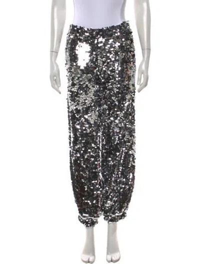 Pre-owned Msgm Patterned Wide Leg Pants In Silver