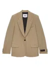Msgm Peak-lapels Blazer In Neutrals