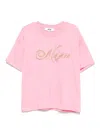 Msgm Pearl-embellished Cotton Top In Pink