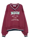 Msgm Pearl-embellished Sweatshirt In Burgundy