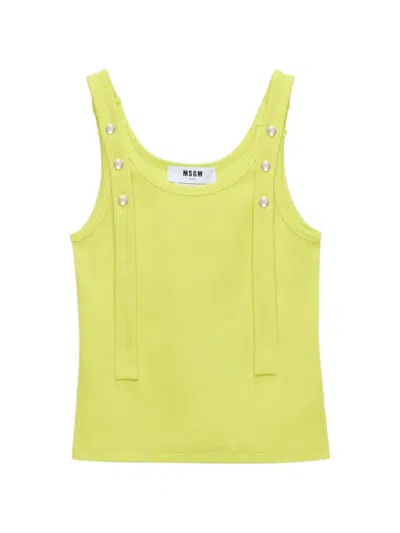 Msgm Pearl Tie Strap Top In Green