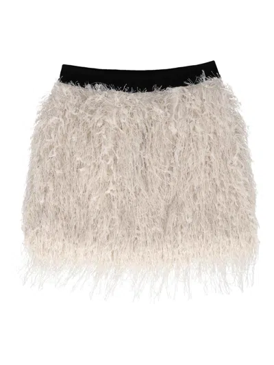 Msgm Kids' Peluche Mini Skirt  Girl Crema/cream In Neutral