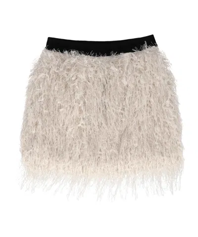 Msgm Peluche Mini Skirt In Neutral