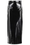 Msgm Pencil Skirt With Glossy Patent Effect In Black