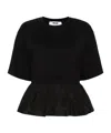 Msgm Peplum-hem Cotton T-shirt In Black