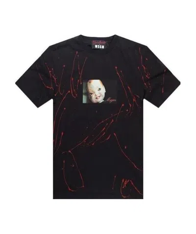 Msgm Photograph Print T-shirt In Black