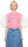 Msgm Pink Balloon Sleeves T-shirt In 13 Pink 1