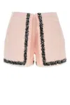 Msgm High-waist Frayed-edge Tweed Mini Shorts In Pink