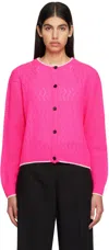 Msgm Open-knit Cashmere Cardigan In 15 Fuchsia Fluo