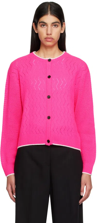 Msgm Open-knit Cashmere Cardigan In 15 Fuchsia Fluo