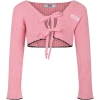 MSGM PINK CARDIGAN FOR GIRL WITH LOGO
