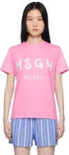 Msgm Printed Cotton-jersey T-shirt In 12 Pink