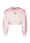 Msgm Pink Crop Sweatshirt For Girl With Logo In Pink