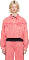 Msgm Frayed-detailing Denim Jacket In 72 Lilac