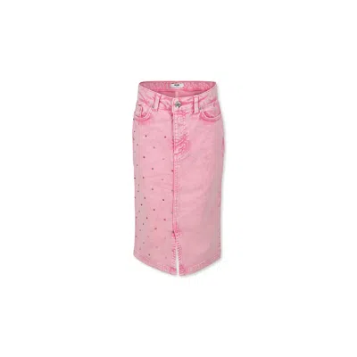 Msgm Kids' Pink Denim Skirt For Girl