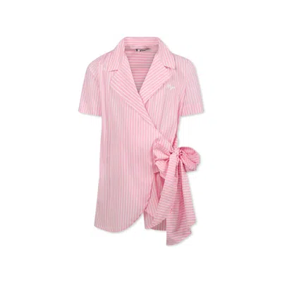 Msgm Kids' Pink Dress For Girl With Logo