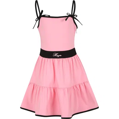 Msgm Kids' Pink Dress For Girl With Logo