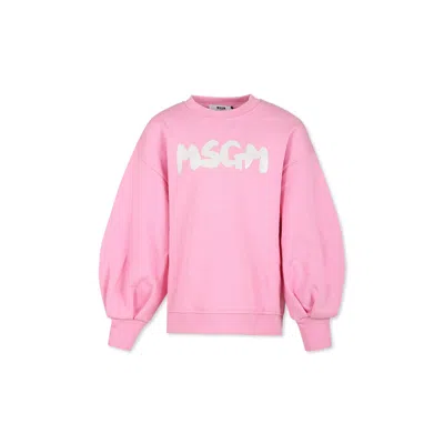 Msgm Kids' Logo-print Jersey Minidress In Pink