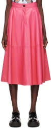 Msgm Pink Faux-leather Midi Skirt In 14 Fucshia