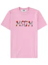 Msgm Pink Graphic Crew Neck T-shirt In Pink