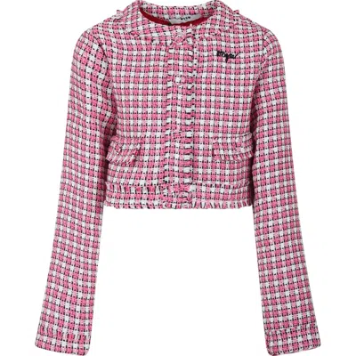 Msgm Kids' Pink Jacket For Girl With Logo