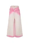 Msgm Pink Jeans For Girl With Logo In Ivory