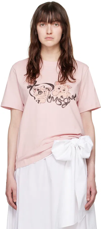 Msgm Pink Kitten T-shirt In 11 Light Pink