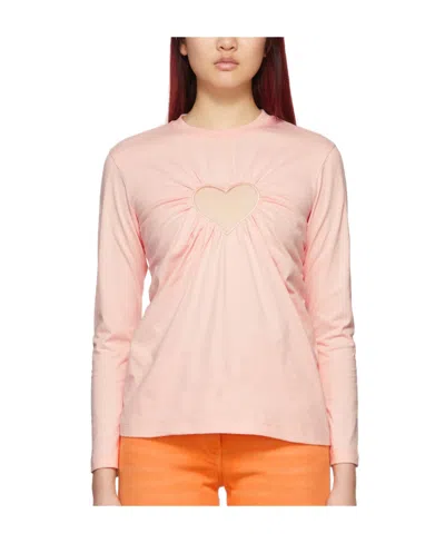Msgm Pink Logo Long-sleeved T-shirt In Nude