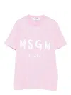 Msgm Logo Print Cotton T-shirt Clothing In Pink