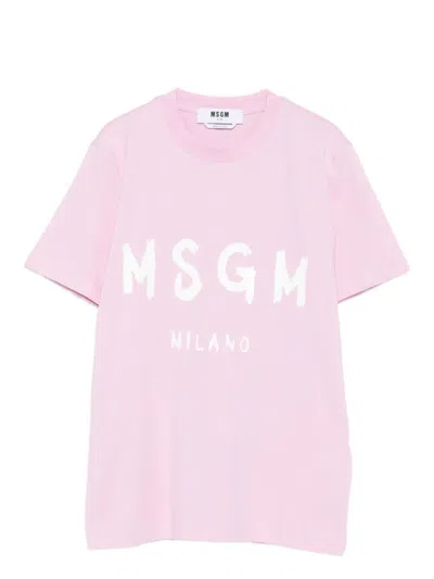 MSGM PINK LOGO T-SHIRT