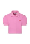 Msgm Pink Polo Shirt For Girl With Logo In Pink