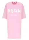 Msgm Logo-print Cotton T-shirt Dress In Pink